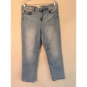 Ella Moss High Waist Straight Leg Cropped Light Blue Stretch Jeans Size 14 32